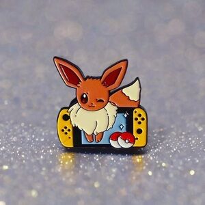 Pin - Pokemon Eevee And Nintendo DS, Kawaii Pocket Monster Gamer, Cute Pins